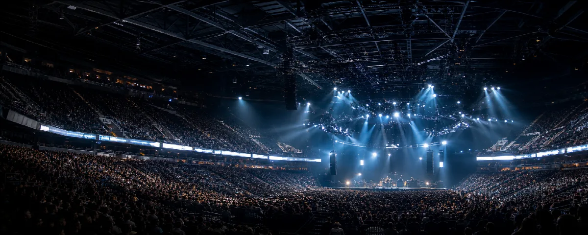 A live performance inside a full arena