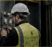 Centurion engineer servicing a life-safety control panel