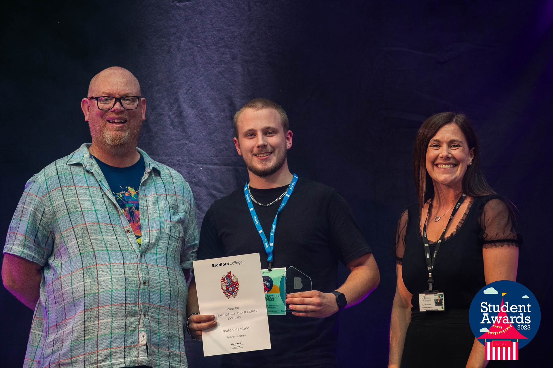 Centurion apprentice engineer Heaton Marsland receiving his Bradford College Apprentice of the Year award